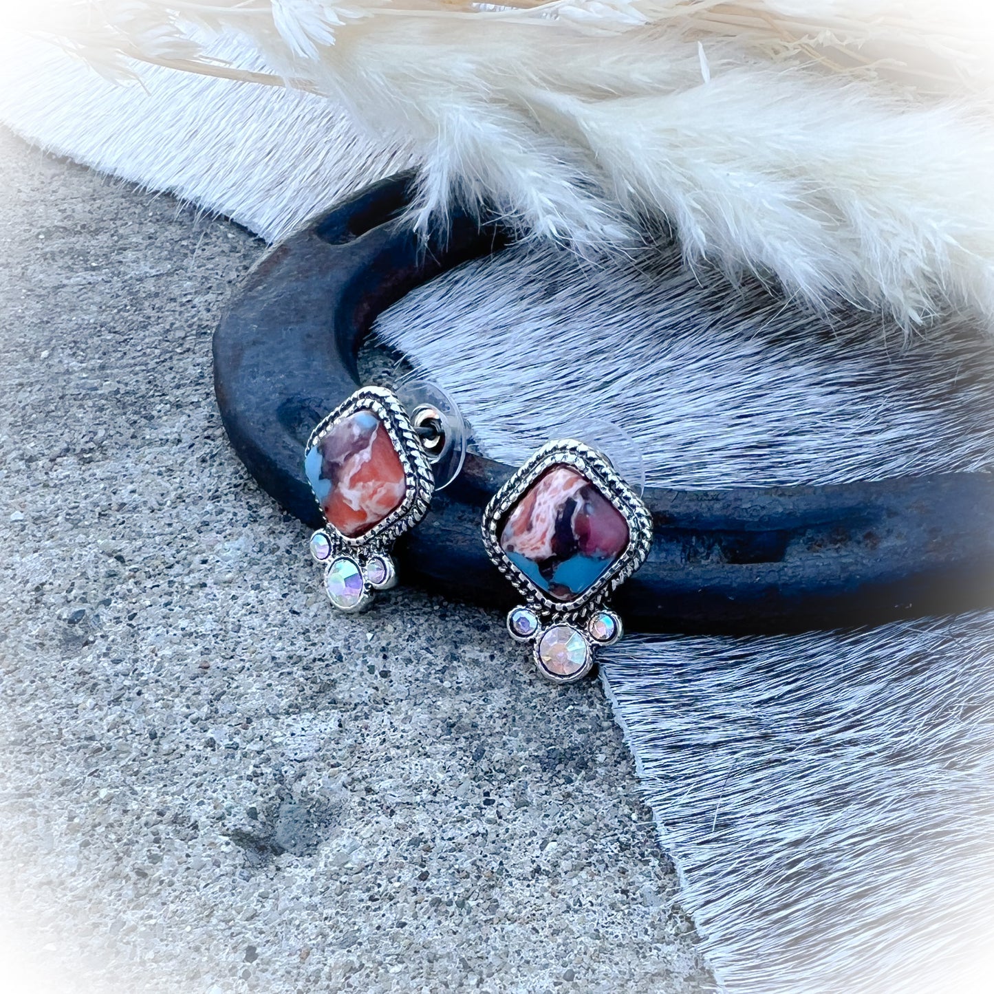 Majestic Western Everyday Stud Earrings - Mixed Turquoise