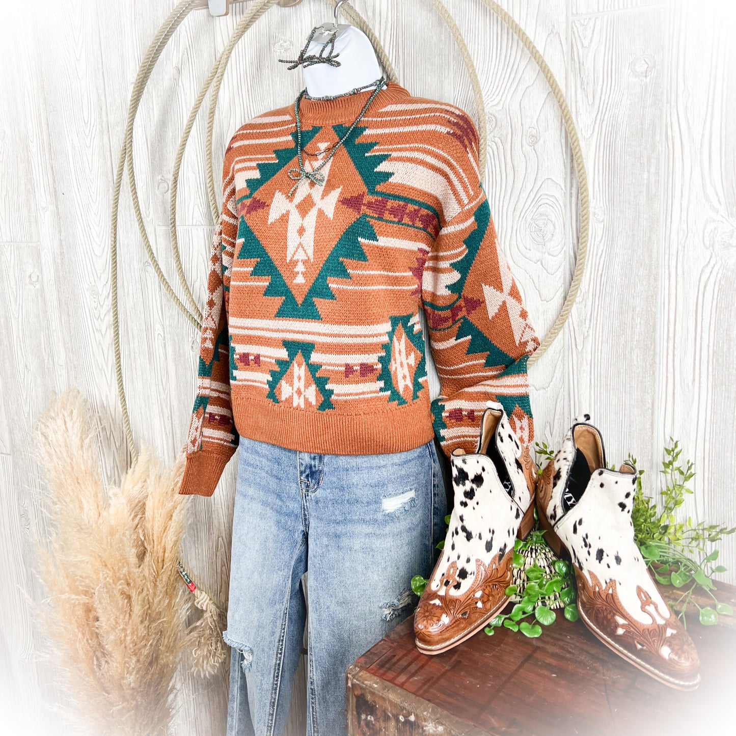Boho Cowgirl Western Knit Sweater