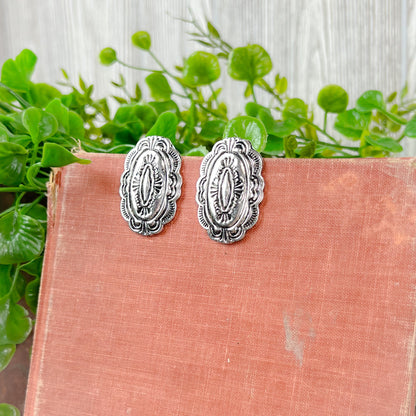 Again Western Textured Stud Earrings