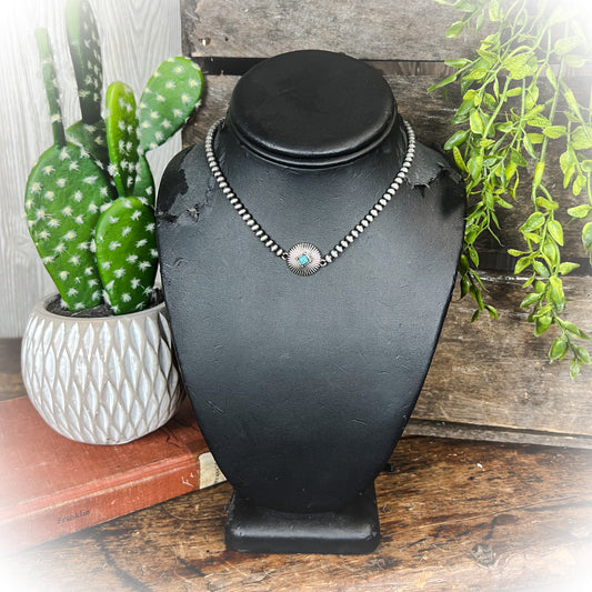 z-Navajo Pearl Round Concho Choker Necklace