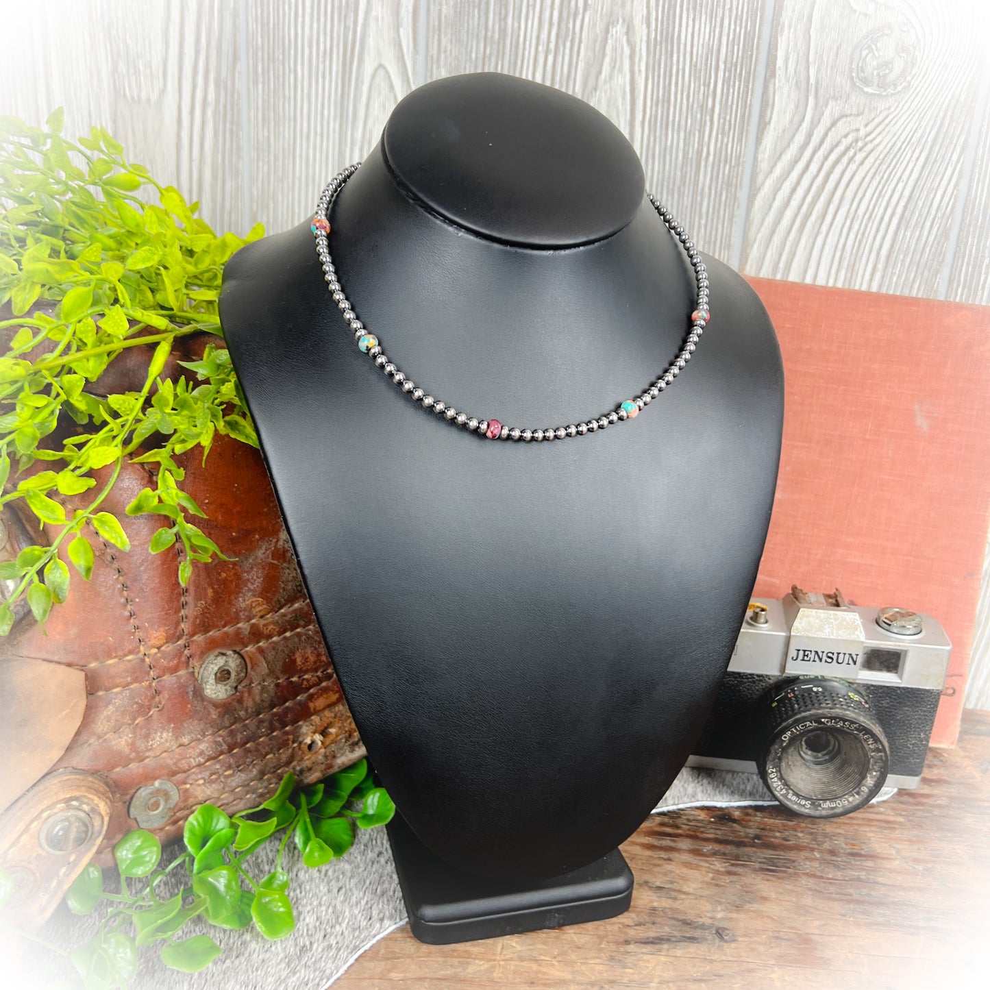 Maisie - Mohave Turquoise & Sterling Silver Pearl Choker Necklace