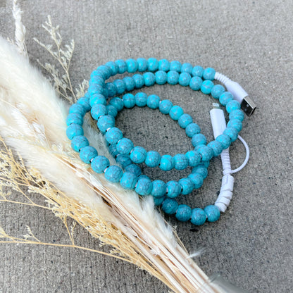 Western Turquoise Beaded Western Charging Cord