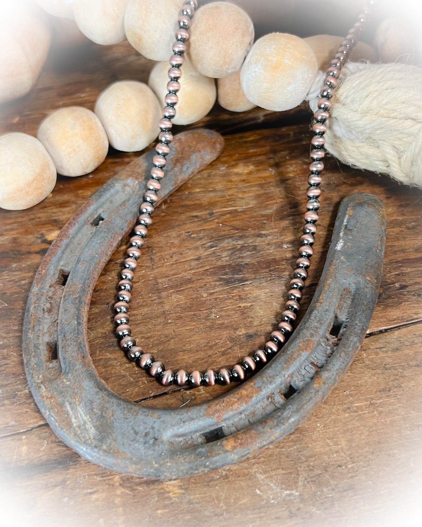 Navajo Style Pearl Choker Necklace - 4mm Bronze