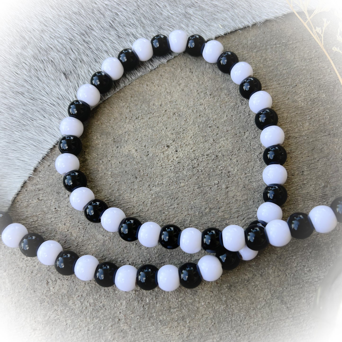 Black & White Beaded Charging Cord