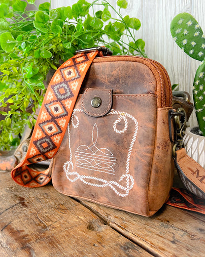 Small But Mighty Western Crossbody – Boot Stitch & Aztec Strap