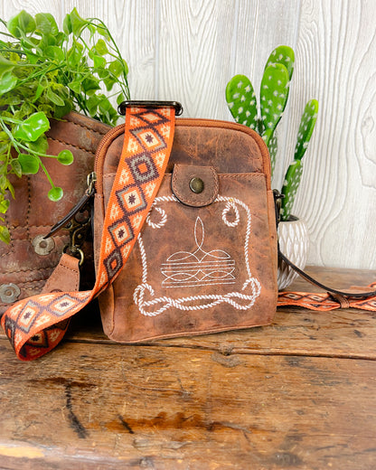 Small But Mighty Western Crossbody – Boot Stitch & Aztec Strap