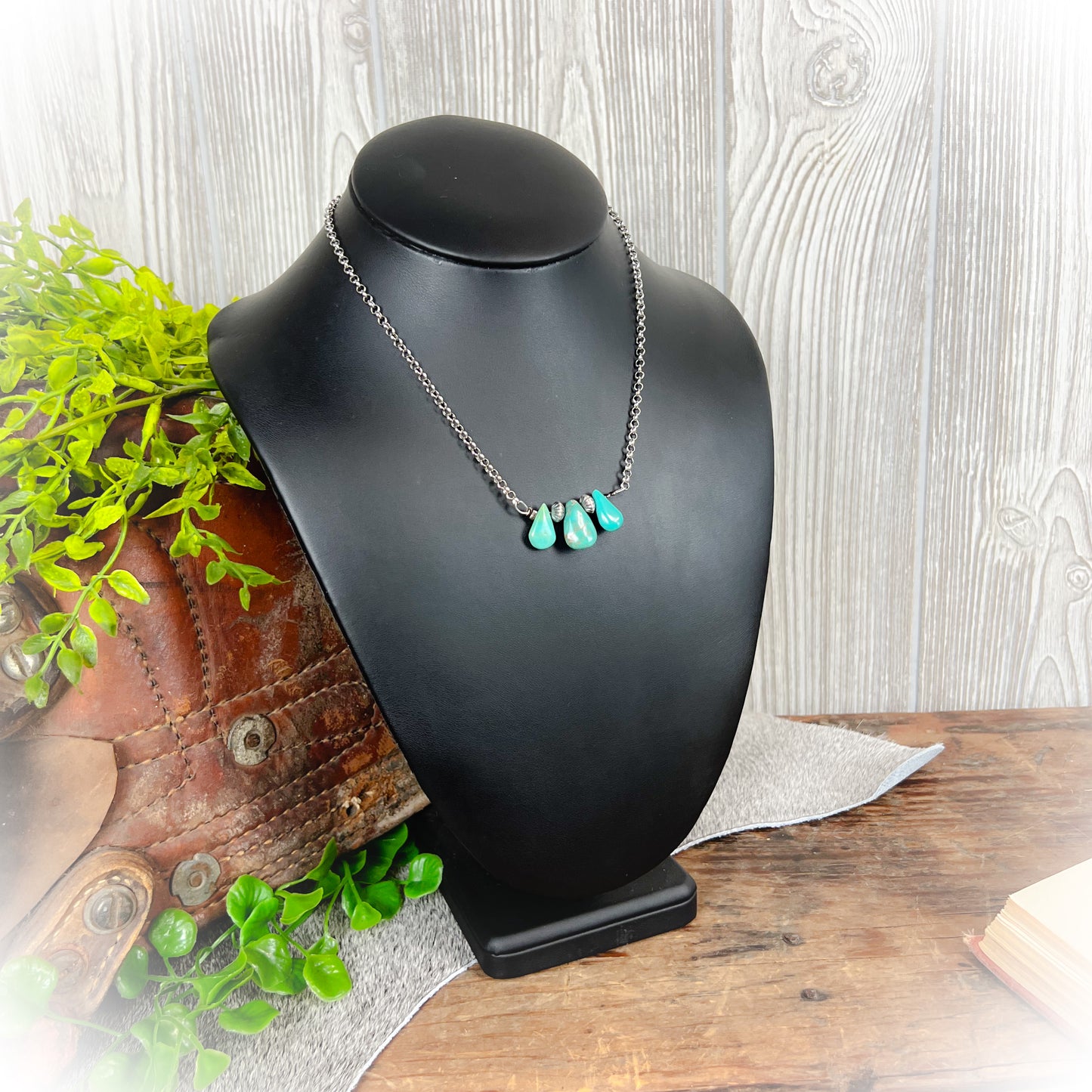 Leota Blue Turquoise & Sterling Silver Pearls Necklace