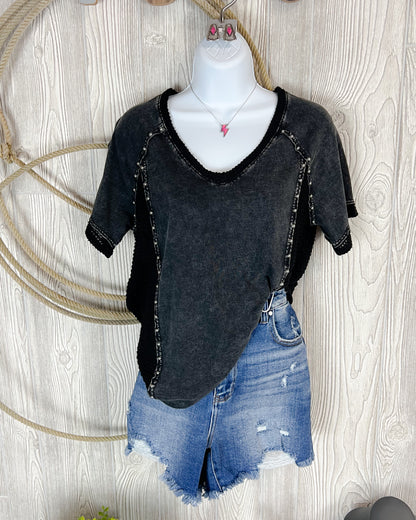 Outlaw Energy Studded Waffle Panel Top – Mineral Wash Black