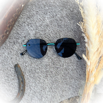 Outlaw Octagon Western Boho Turquoise Stone Sunglasses