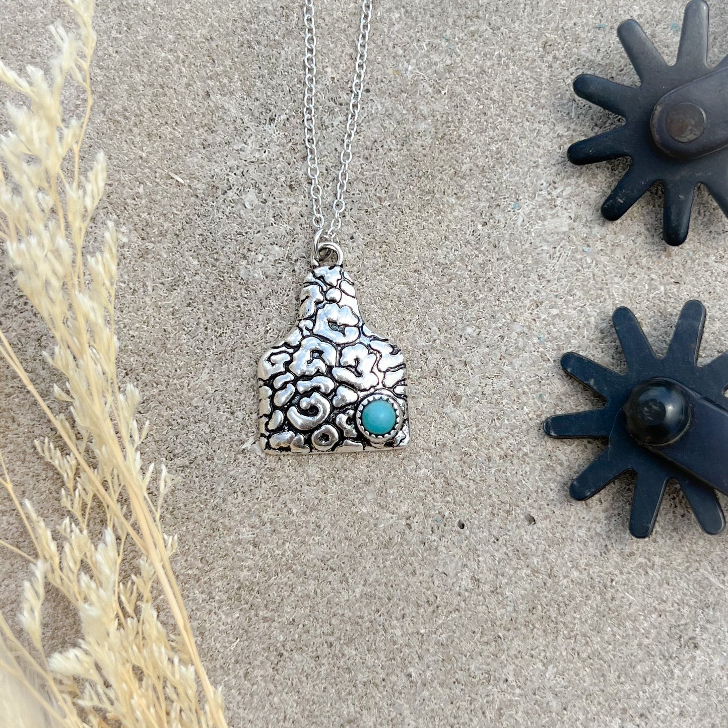 Cheetah Cow Tag Turquoise Necklace – Western Statement Jewelry