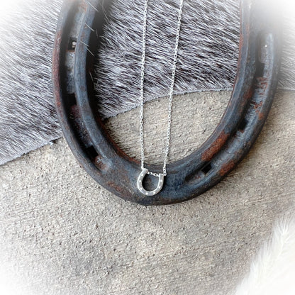 Lucky Horseshoe Dainty Necklace – Sterling Silver