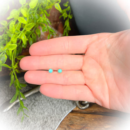 Dainty Sterling Silver Authentic Turquoise Stud Earrings