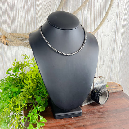 Rebel Cowgirl Navajo Style Pearl Necklace - 4mm - 16" - Silver