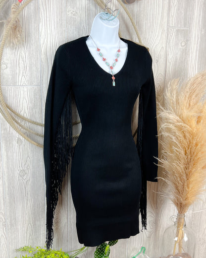 Western Fringe Sweater Dress