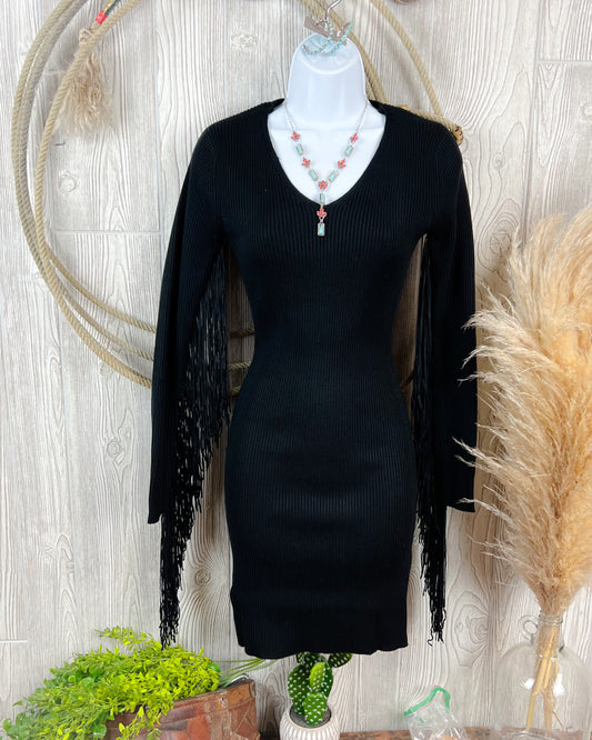 Western Fringe Sweater Dress