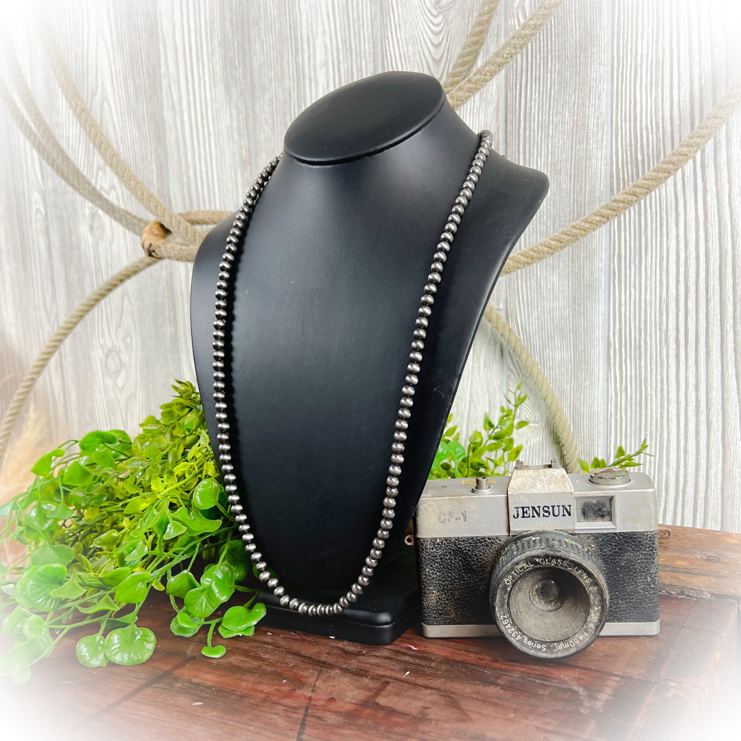 Rowdy Navajo Style Pearl Necklace – 4mm – 18"