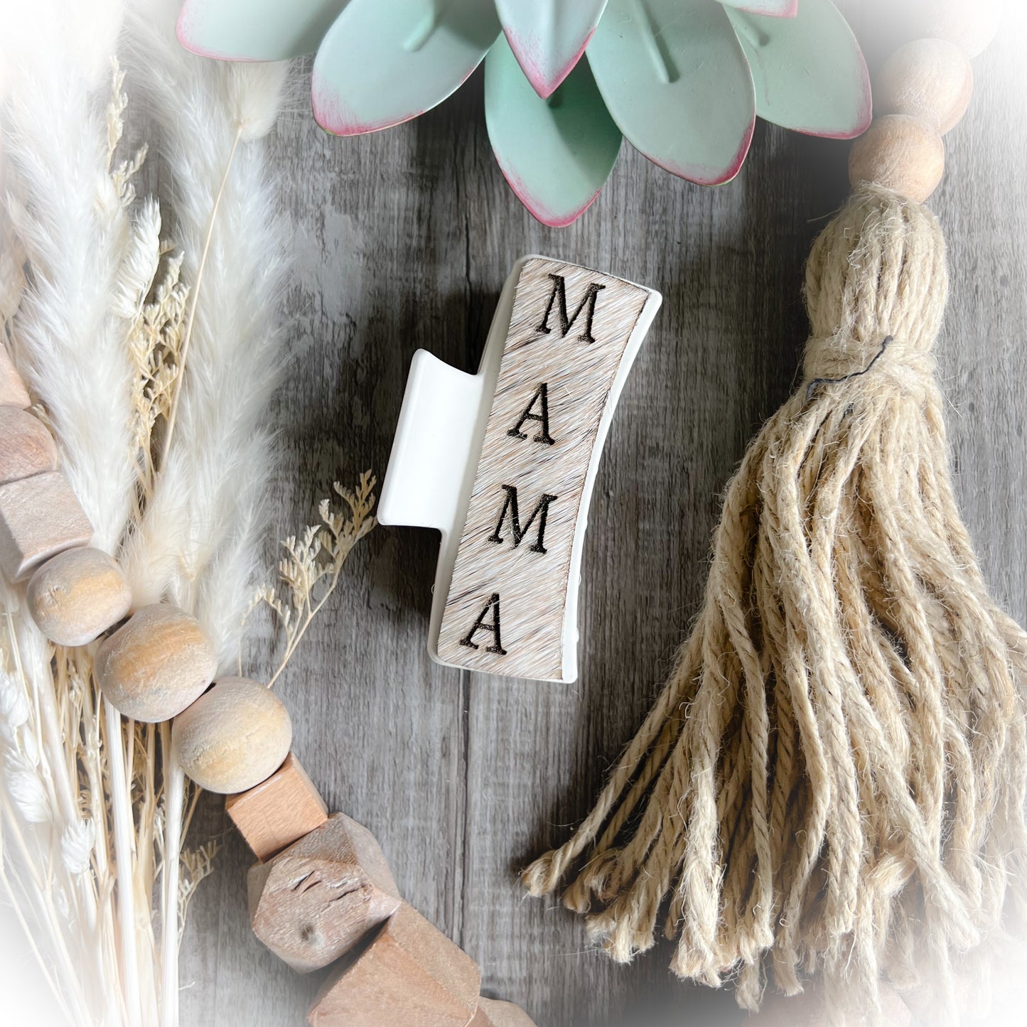 Mama Western Cowhide Claw Clips