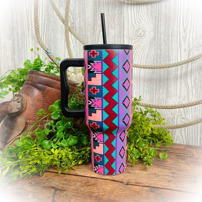 Vintage 90’s Purple Geo Stainless Steel Tumbler - 40oz
