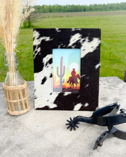 Cowhide Picture Frame - Black & White