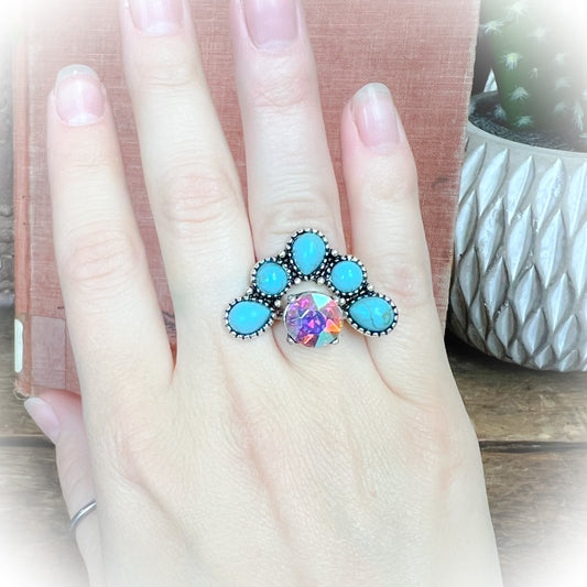 Western Tiara Ring Set -Turquoise