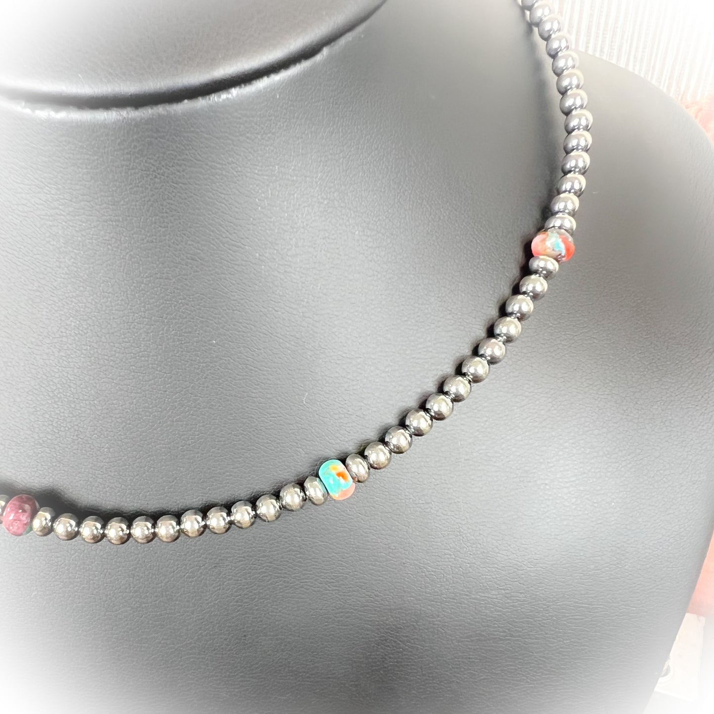 Maisie - Mohave Turquoise & Sterling Silver Pearl Choker Necklace