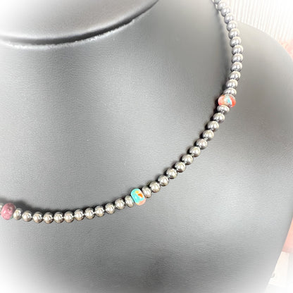 Maisie - Mohave Turquoise & Sterling Silver Pearl Choker Necklace