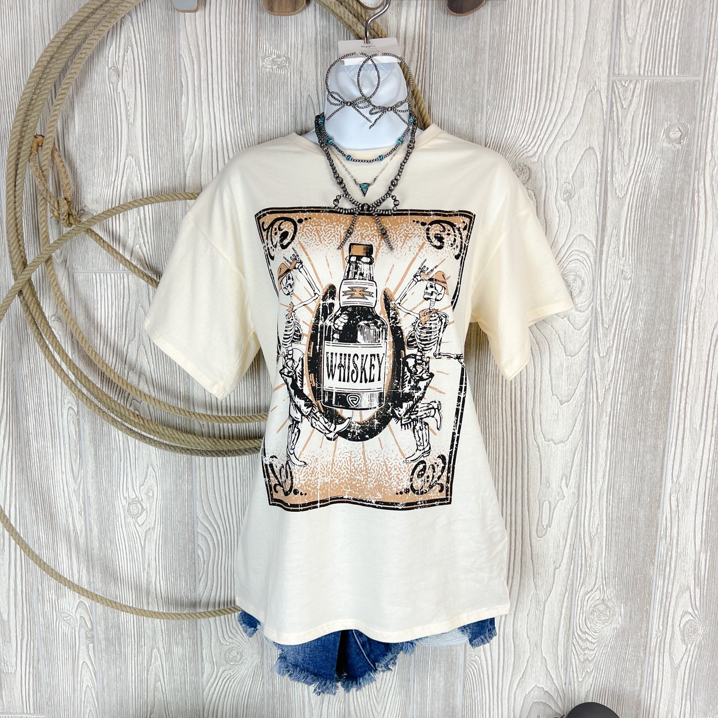 Dusty Trails Western Tee – Eggshell