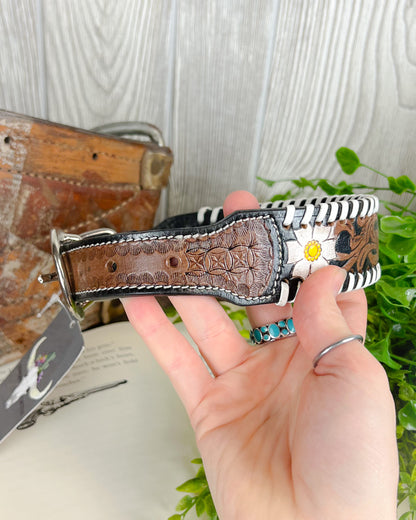 Oxy Daisy Leather Dog Collar