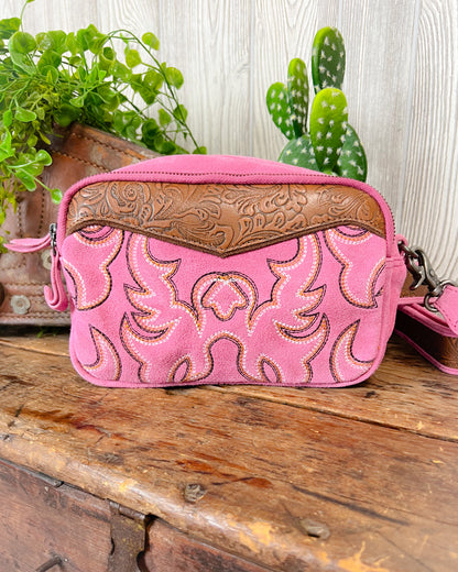 Western Boot Stitch Suede Shoulder Bag – 5 Colors