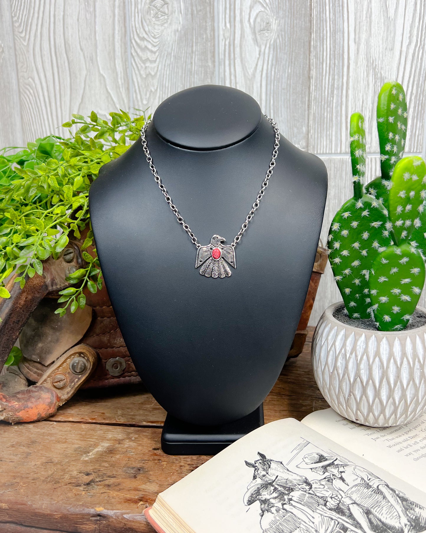 Thunderbird Pendant Necklace - Red