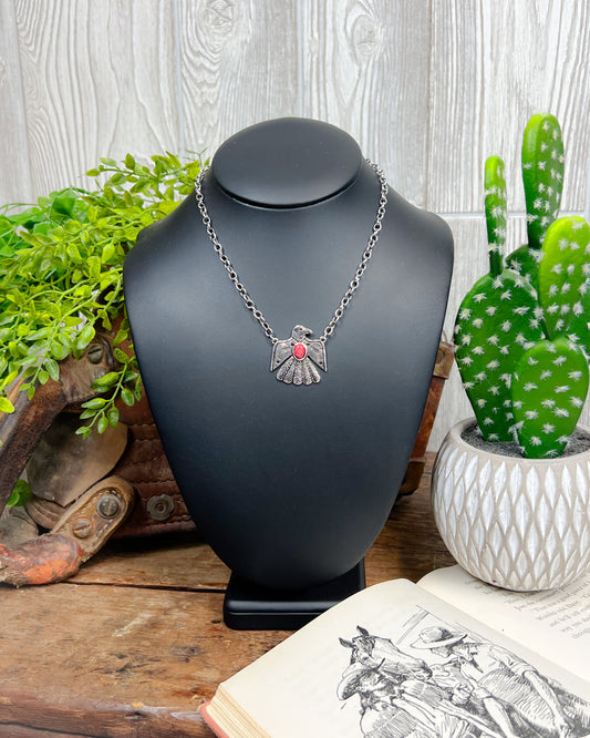 Thunderbird Pendant Necklace - Red