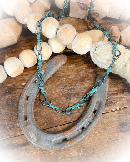 Barbed Wire Necklace - Patina