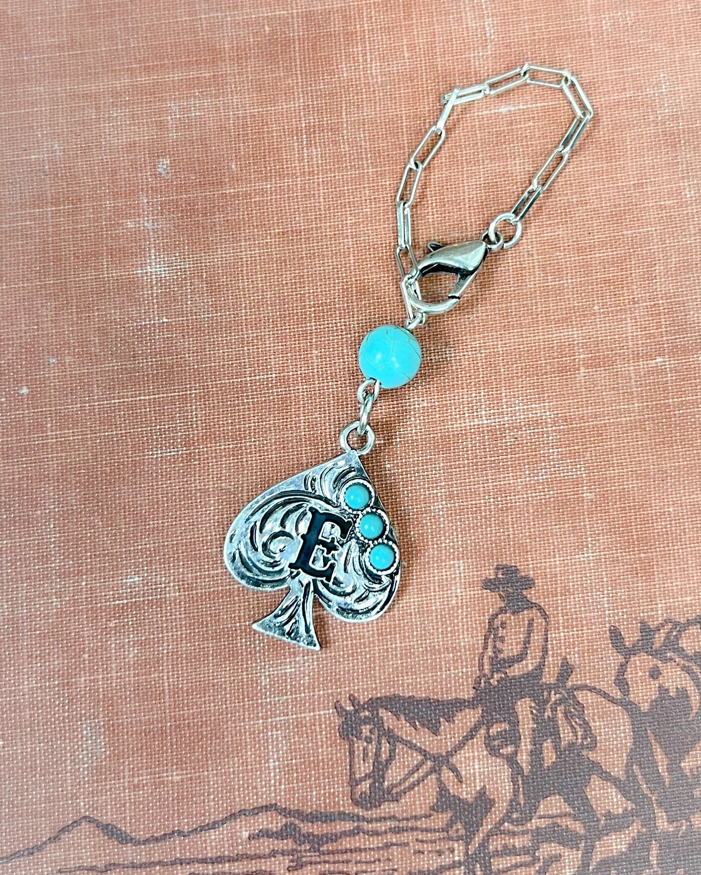 Western Initial Spade Charm