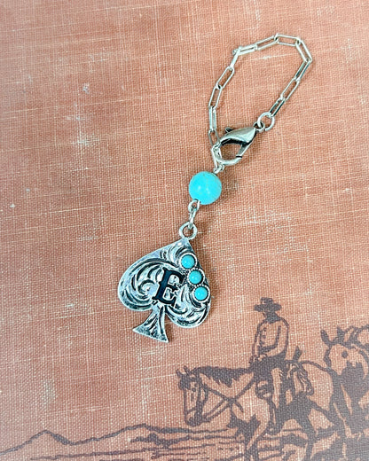 Western Initial Spade Charm