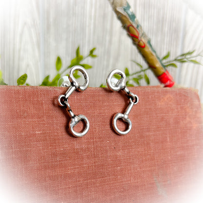 Horse Snaffle Bit Stud Earrings - Silver