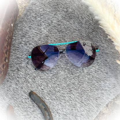 Aviator Western Boho Turquoise Stone Sunglasses