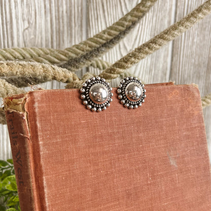 Western Silver Ball Stud Earrings – 1 Inch Everyday Studs