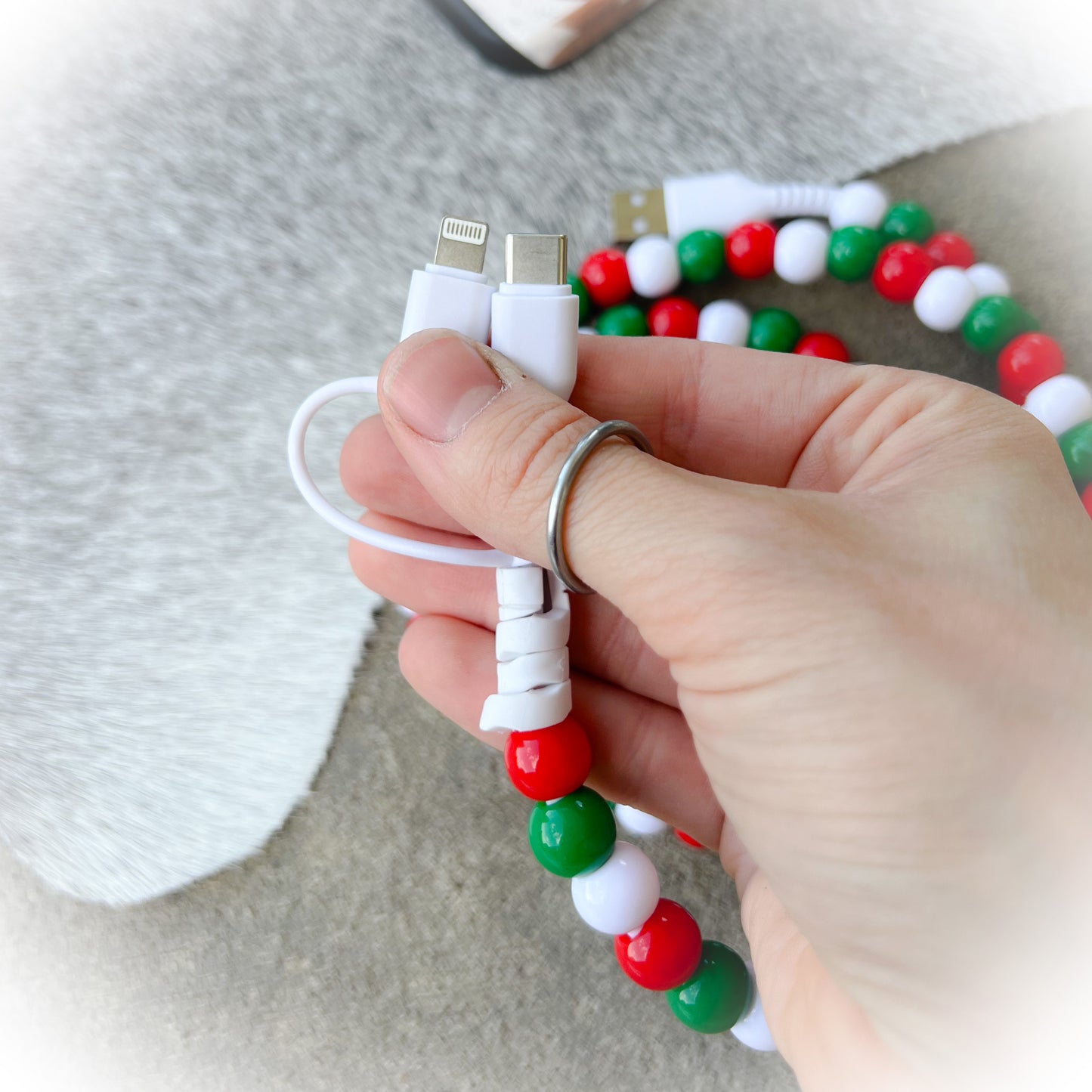 Christmas Beaded Chargning Cord
