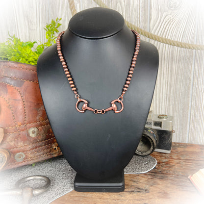 Western Broken Horse Bit Necklace - Bronze