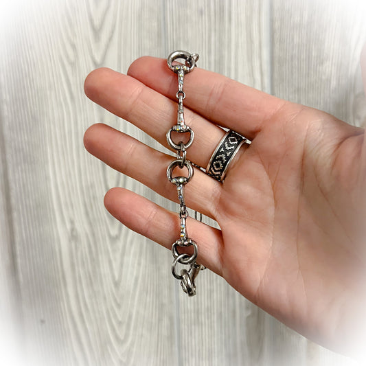 Iridescent Western Horse Bit Bracelet