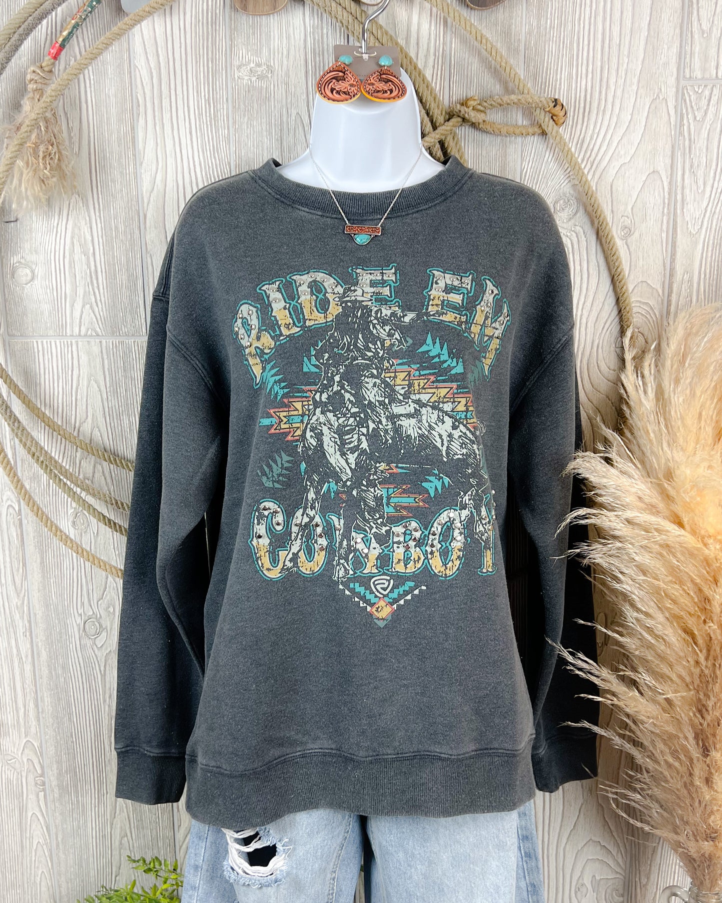 Ride Em Cowboy - Oversized Crewneck Sweater