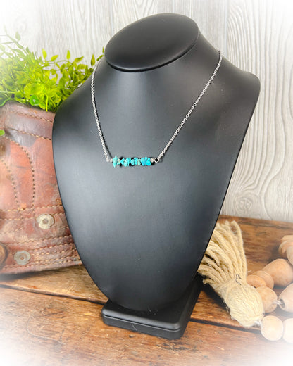 Western Chip Stone Bar Necklace