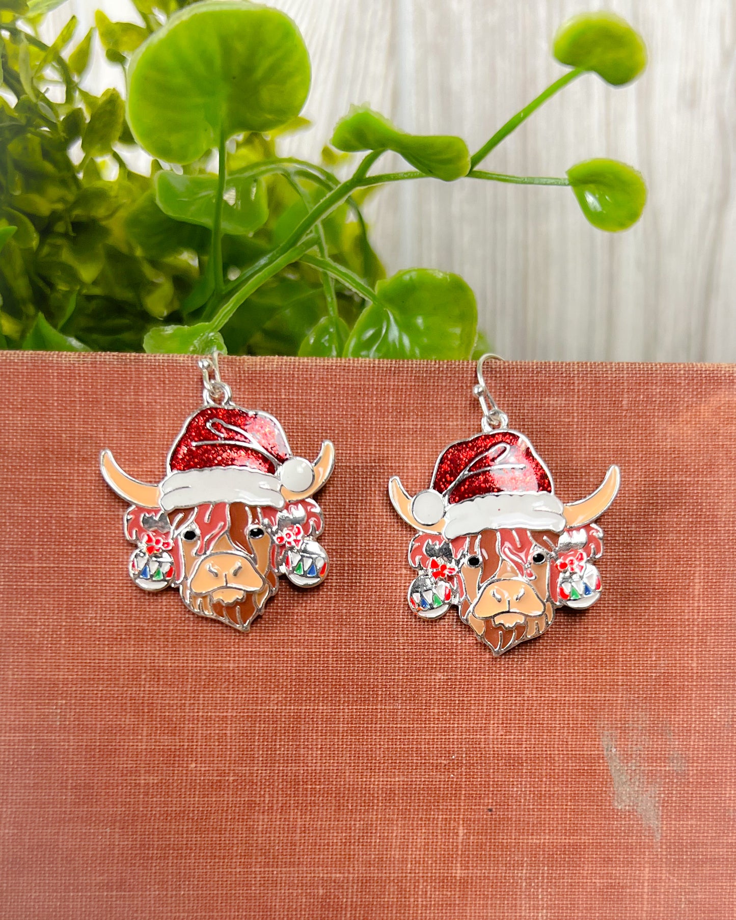 Highlander Cow Christmas Earrings