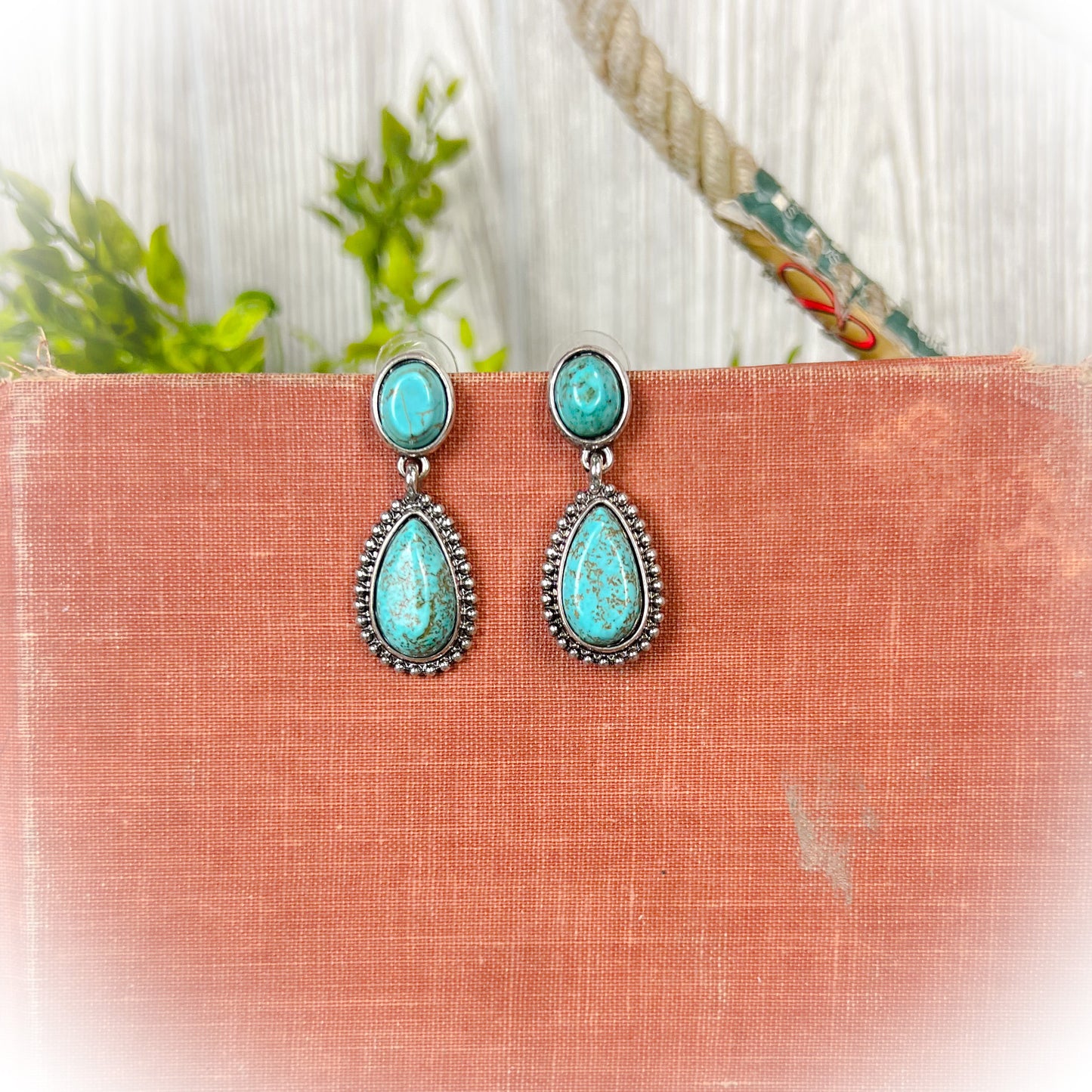 Western Turquoise Teardrop Earrings