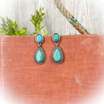 Western Turquoise Teardrop Earrings