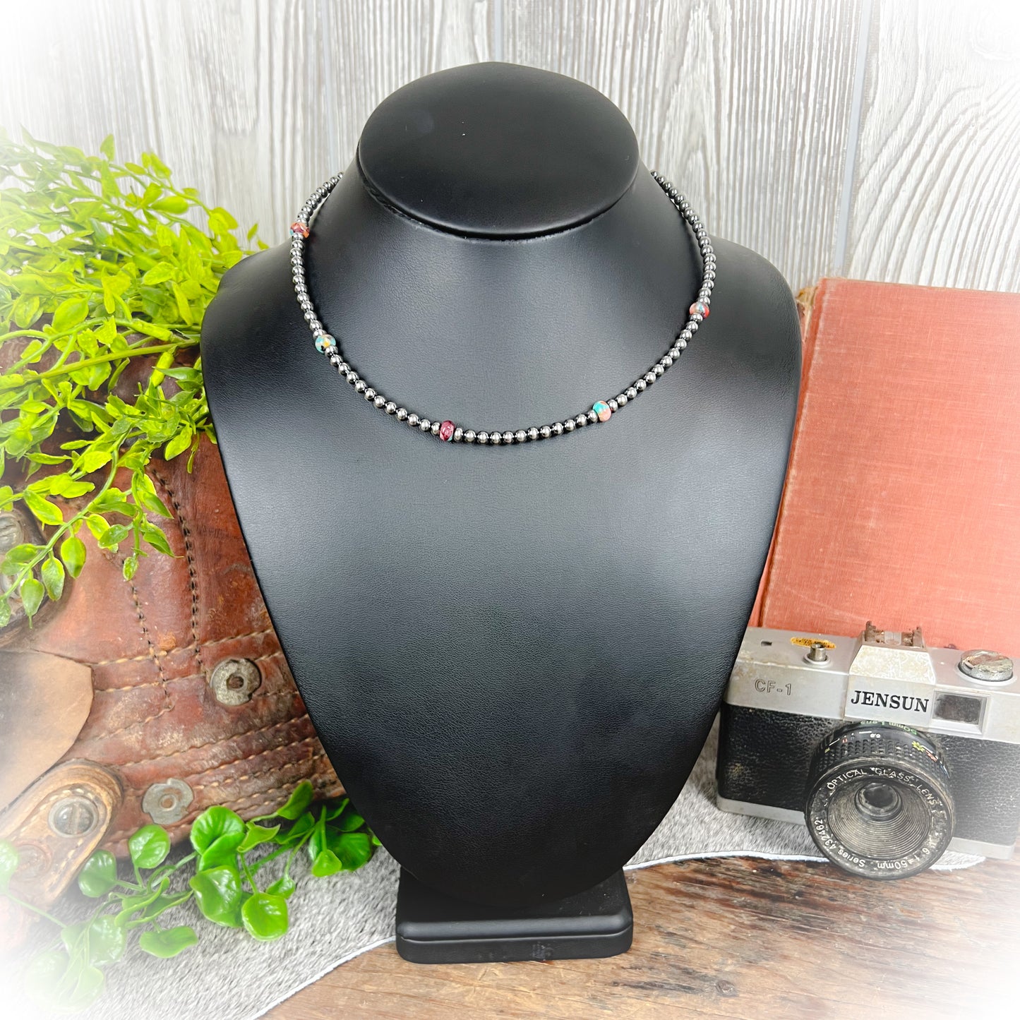 Maisie - Mohave Turquoise & Sterling Silver Pearl Choker Necklace