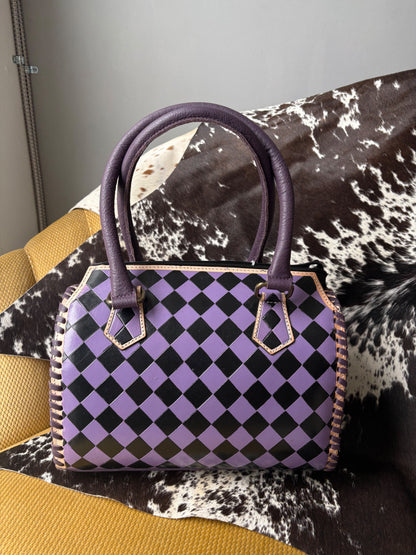 Pixel Purple Western Checkered Speedy Bag | Punchy Cactus | Western Purse