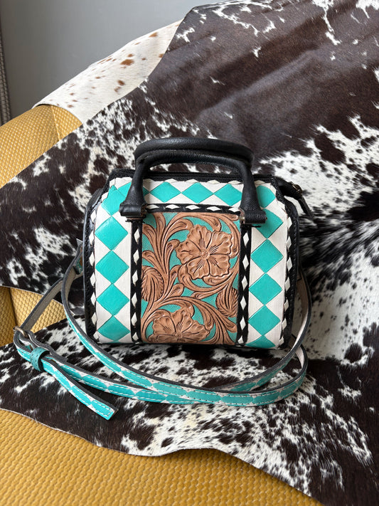 Calix Turquoise Tooled Checkered Small Speedy