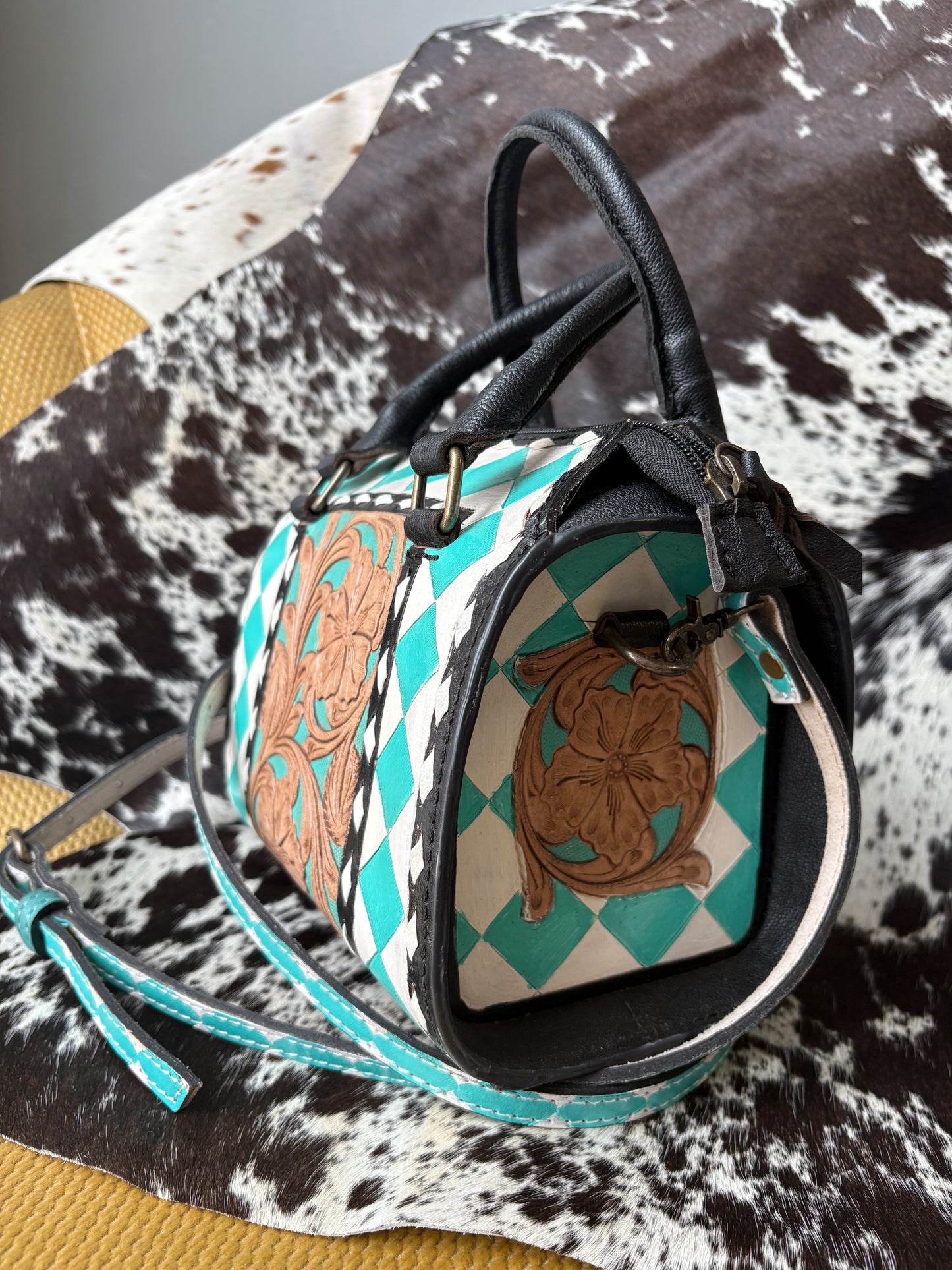 Calix Turquoise Tooled Checkered Small Speedy