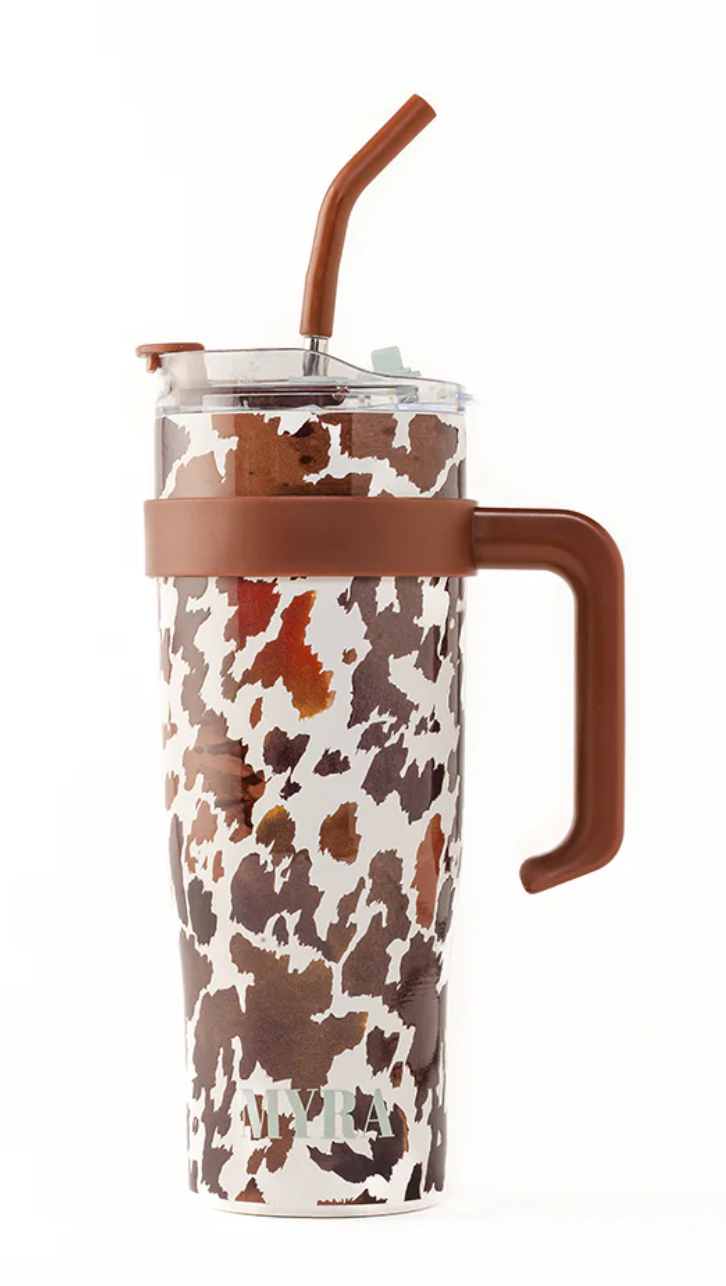 Cow Print Western Tumbler – Brown & White - 40oz - Stainless Steel Cup | Western Cow Print Tumbler (Copy)